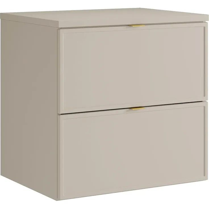 Vente-unique - Hängender Waschtischunterschrank mit Ablage – Beige – 60 cm – ONDIL
