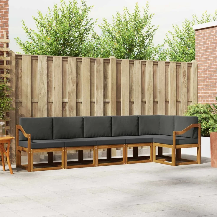 vidaXL Outdoor-Sofagarnitur 6 stk. 6-Sitzer Natur und Anthrazit 3366480 – Bild 1