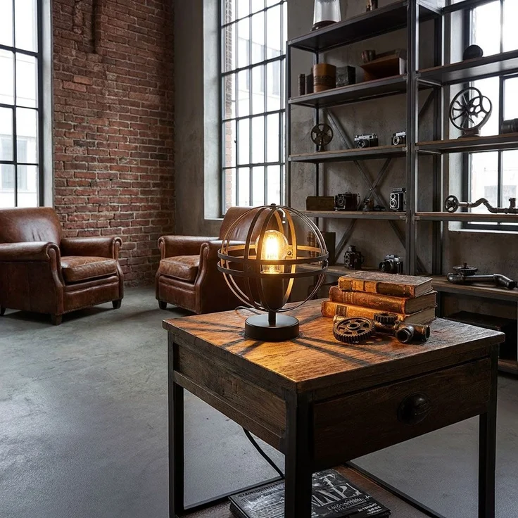 Tischleuchte, Metall, Kugel, Industrial, schwarz, D 20 cm – Bild 4