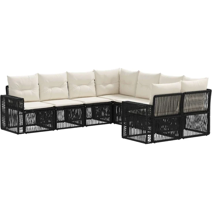 vidaXL Gartensofa-set 8 stk. 8-Sitzanzahl Schwarz und Cremeweiß 3435316 – Bild 2