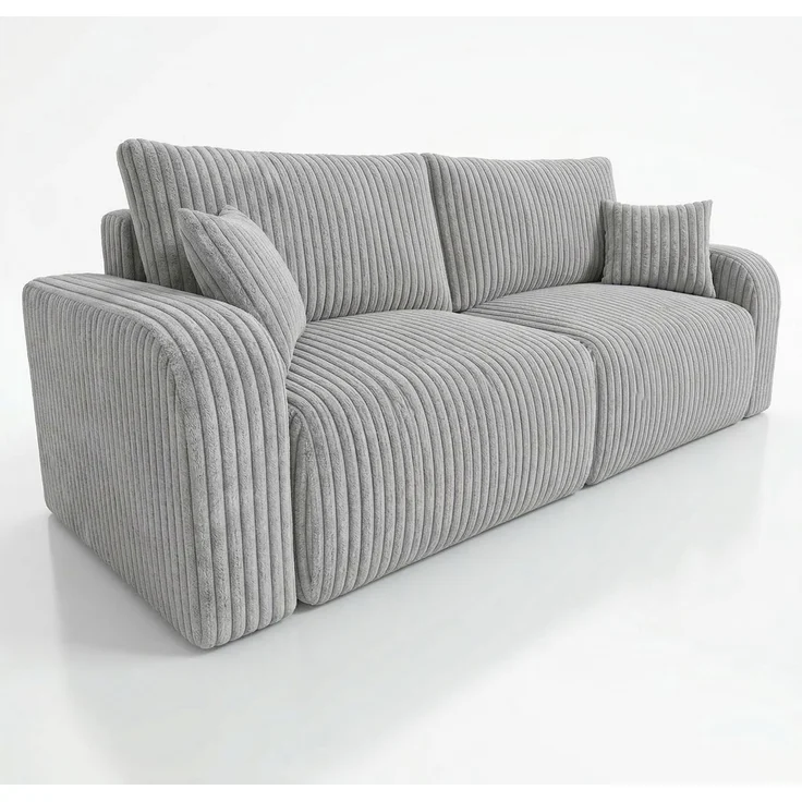 Wohnero24 Habana Schlafsofa 248 cm mit Bettfunktion 204x138 cm – Cord Sofa – Couch 3 Sitzer – Ausziehsofa mit 2 Bettkästen – Big Sofa Modern – Schlafcouch Hellgrau – Bild 1