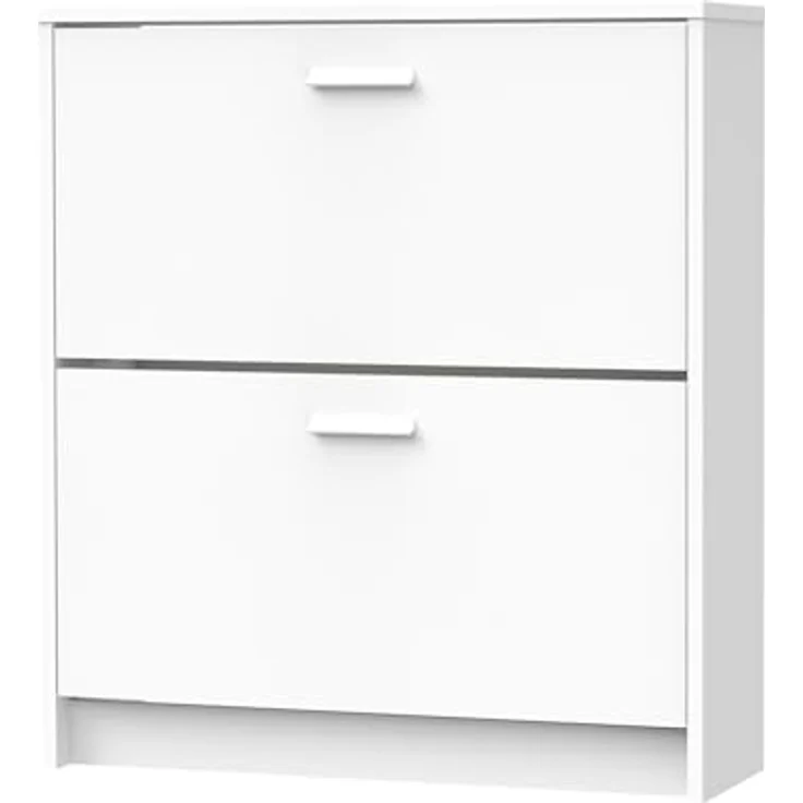 Muebles Pitarch | Schmaler Eingangsschuhkipper mit 2 Türen, Weiß, 12 Paar Schuhe, 82 x 74 x 25 cm, Tibet Kollektion – Bild 5