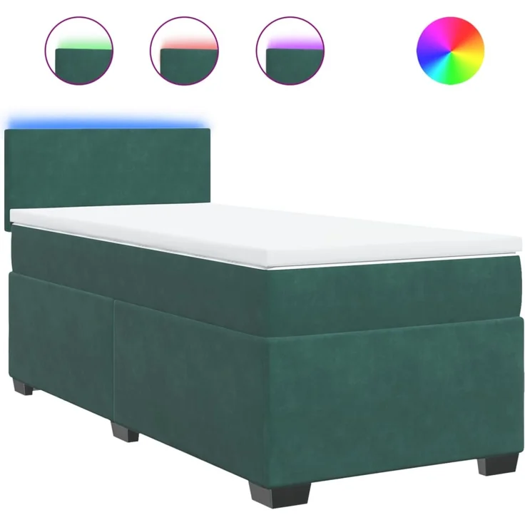 vidaXL Boxspringbett mit Matratze Dunkelgrün 90x200 cm Samt 3288507 – Bild 2