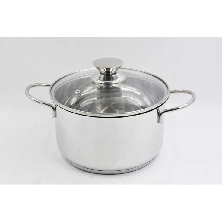 2x Kochtopf Neapel Silber 24cm mit Glasdeckel, EDS, zum Kochen und Braten, Töpfe für Suppen oder Fleisch, geeignet für Herd und Backofen, für Küchen