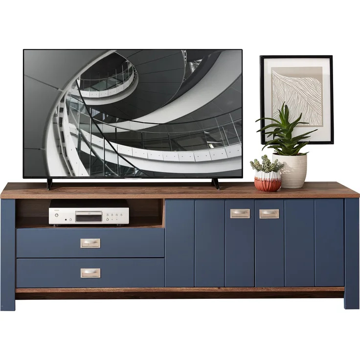 TV-Board >Dijon< in Parisian Blue Nachbildung - 194x63x45cm (BxHxT)