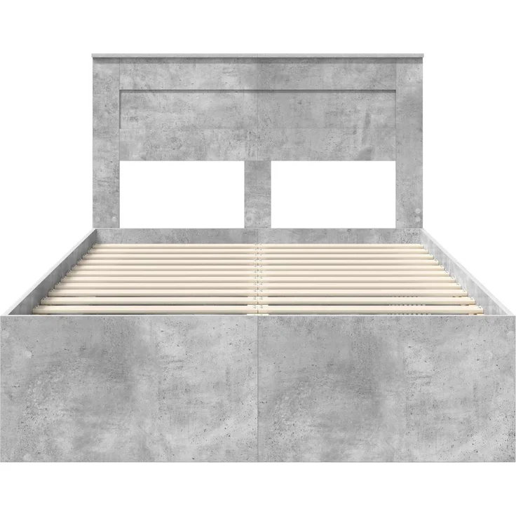 vidaXL Bettrahmen Beton Grau 135 x 190 cm Massives Kiefernholz 3409770 – Bild 6