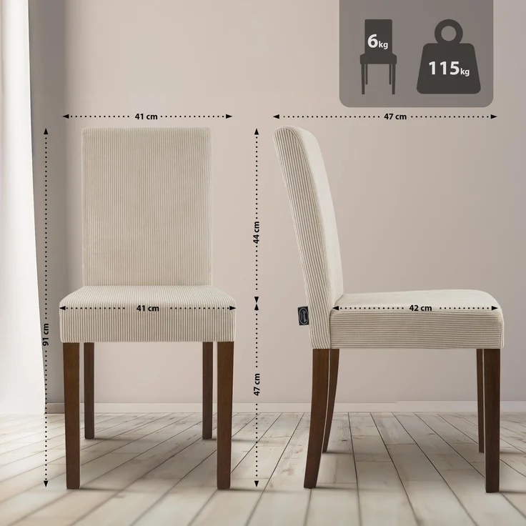 CLP Esszimmerstuhl Ina Cordbezug gepolstert mit Rückenlehne und Holzbeinen,hellbraun antik-dunkel – Bild 2