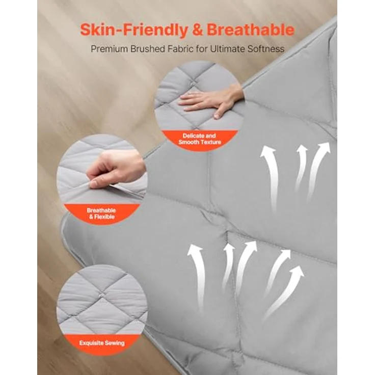VEVOR japanische Futon-Matratze (2032 x 1524 x 63,5 mm), Faltbare Tatami (Queen Size), Bodenmatratze mit Aufbewahrungstasche & Befestigungsmaterial, 9-lagige Schlafmatte für Meditation Yoga, Grau – Bild 4