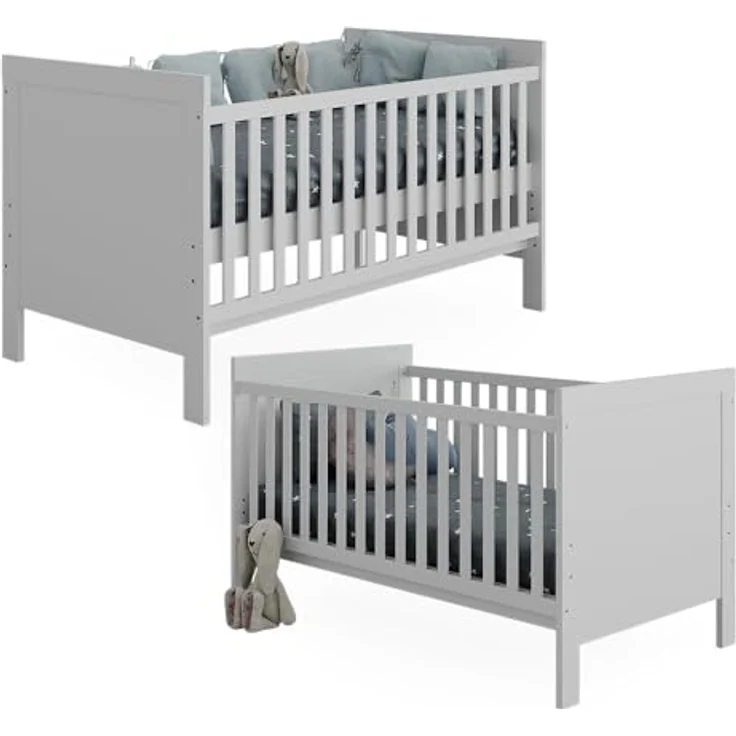 VitaliSpa Ajaton, Babybett mit Rausfallschutz und robustem Design, Weiß, 144,4 x 83 x 80,8 cm – Bild 7