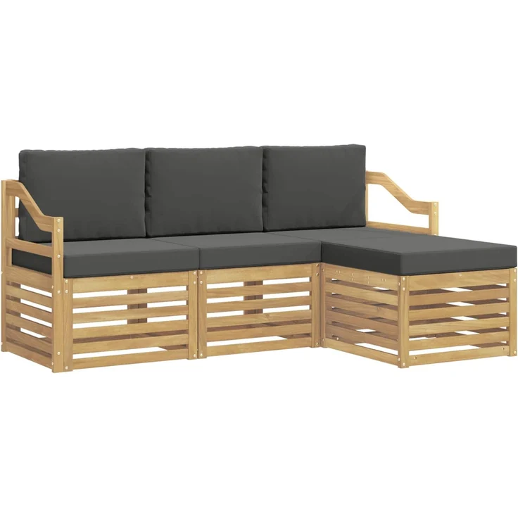 vidaXL Outdoor-Sofagarnitur 4 pcs Weiß und Anthrazit 3391652 – Bild 2