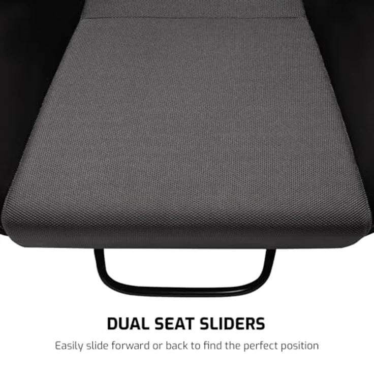 Next Level Racing PRS1 Performance Reclining Seat, Sim Racing Sitz für bis zu 150 kg, Schwarz/Grau, atmungsaktiver Mesh-Stoff, verstellbare Lendenstütze – Bild 8