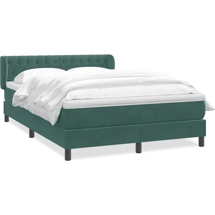 vidaXL Boxspringbett mit Matratze Dunkelgrün 160x220 cm Samt 3317826