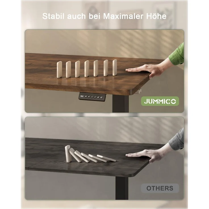 JUMMICO Schreibtisch elektrisch höhenverstellbar mit USB-Ladeanschluss, Braun, 100x60 cm – Bild 7