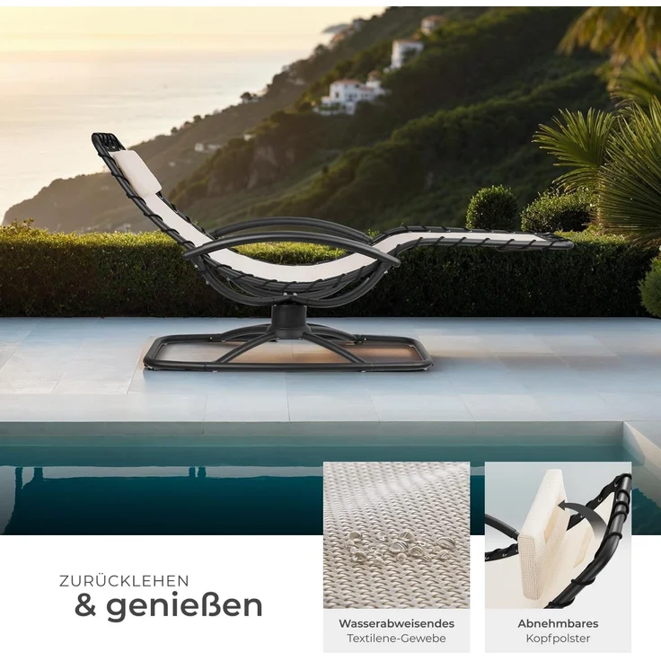 tectake Gartenliege Toulon, 1 St, Ergonomische Gartenliege mit sanfter Schwingfunktion – Bild 5