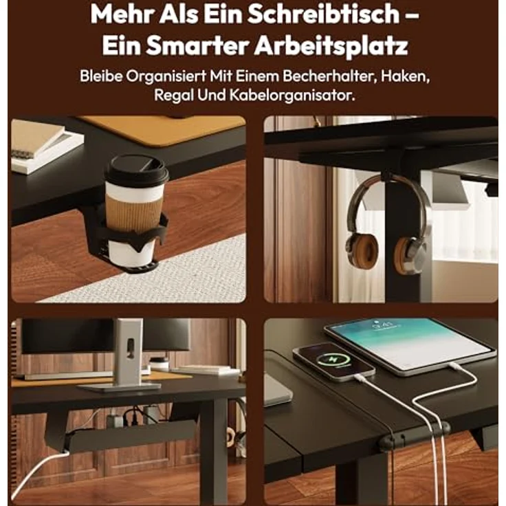 SANODESK Elektrisch Höhenverstellbarer Schreibtisch 180x80 cm – Ergonomischer Steh-Sitz Tisch mit Memory-Funktion für Homeoffice und Heimbüro, Schwarz, Computertisch, Standing Desk – Bild 10