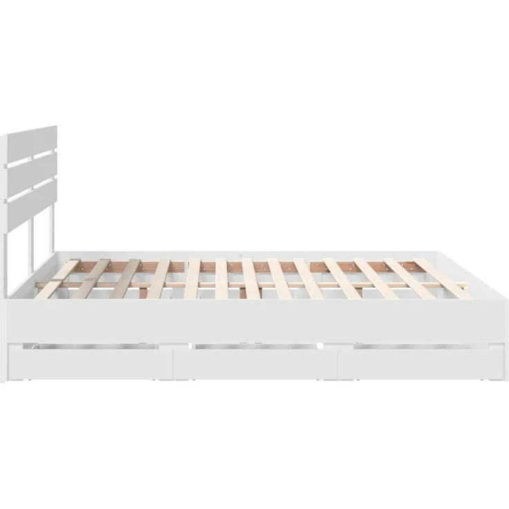 vidaXL Bettrahmen mit Schubladen Weiß 200x200 cm Ingenieurs Holz 3411479 – Bild 8