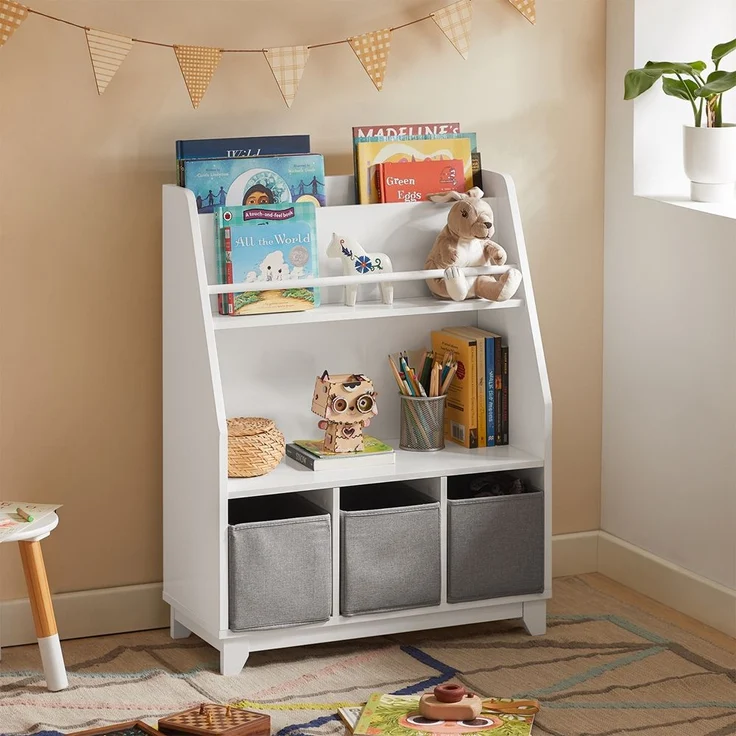 SoBuy KMB34-W Kinderregal, MDF, Lackiert, Weiß, 119 x 116 x 39 cm – Bild 2