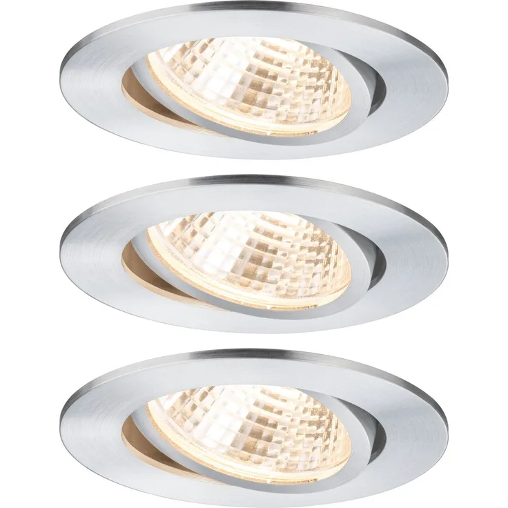 3x Paulmann Einbauleuchten inkl. Trafo Das schwenkbar Alu gebürstet 13W = 130W licht warmweiß 2700 Kelvin 24° Abstrahlwinkel5547