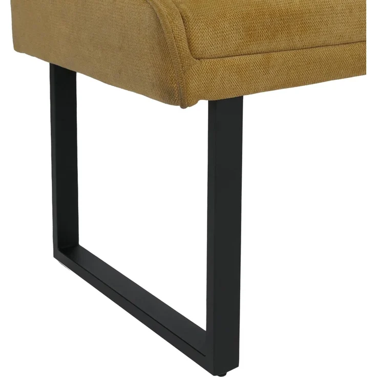 Eckbank HWC-O81, Esszimmerbank Bank, Öko-Tex (310g/m²) Chenille Stoff/Textil Metall 159x210 cm ~ senfgelb – Bild 6