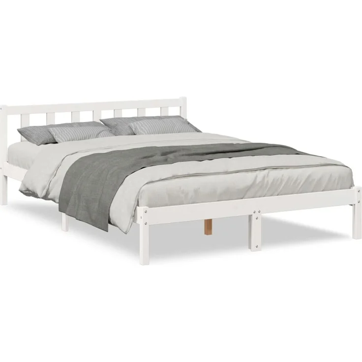 vidaXL Massivholzbett Extra Lang ohne Matratze Weiß 160x220 Kieferholz 852451 – Bild 2