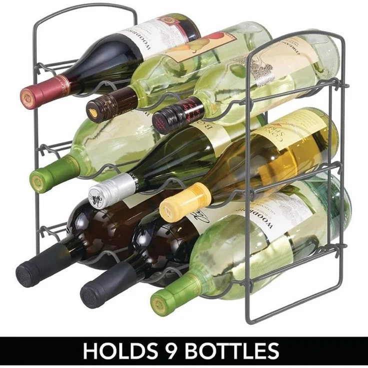 Weinregal Flaschenregal 9 Flaschen Metall mDesign klappbar 37 x 34 cm Dunkelgrau – Bild 6