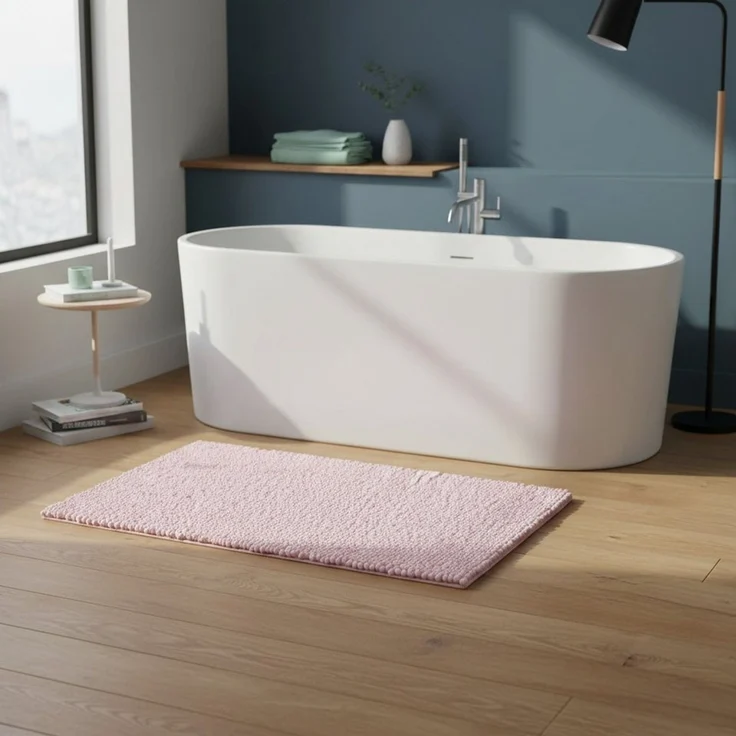 OTTO home Badematte Vanessa Chenille, Standard & Premium, 15mm oder 20mm, auch als 2er Set, rutschhemmend beschichtet, schnell trocknend, strapazierfähig, fußbodenheizungsgeeignet, Polyester, rechteckig, Uni Farben, besonders weich, flauschig, Badvorleger – Bild 2