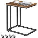 Vasagle Beistelltisch mit Rollen, Industrie-Design, Holzspanplatte/Stahl, Vintagebraun / Schwarz, 50 x 35 x 60 cm