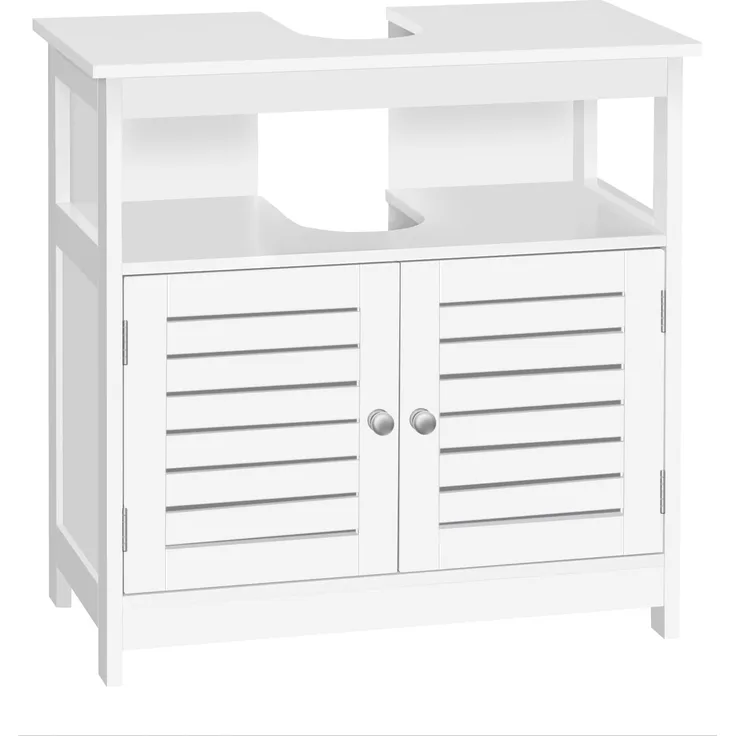 EUGAD Waschbeckenunterschrank Badezimmerschrank Unterschrank Waschtisch Badschrank mit 2 Türe mit Ablage 60 x 30 x 60 cm Weiß