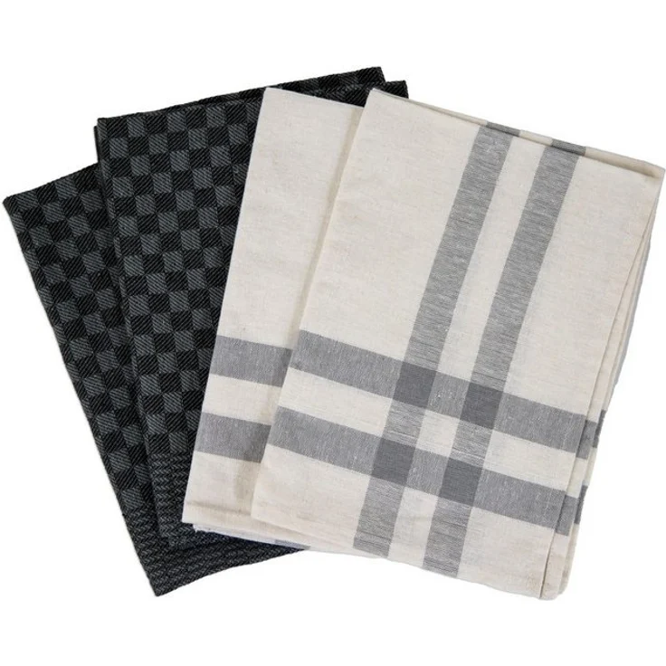 HENSSLERS Geschirrtuch Küchenhandtücher, 50x70 cm, (Set, 4-tlg), extrem saugstark und strapazierfähig, 80% Baumwolle / 20% Leinen – Bild 4