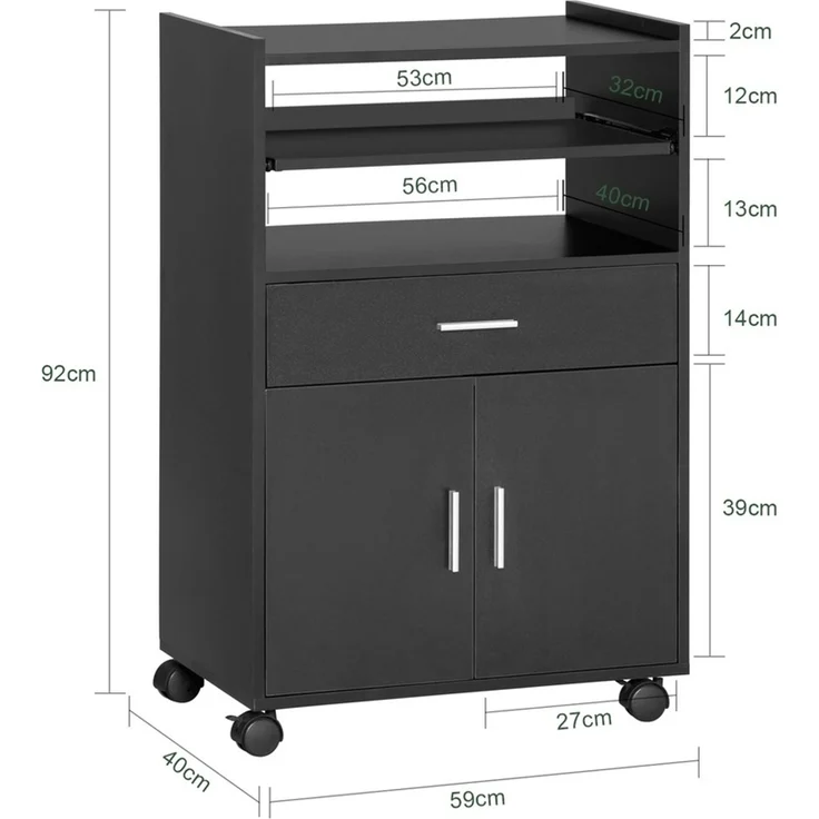 SoBuy FSB09-SCH Küchenwagen, Spanplatte, Melamin, Schwarz, 59 x 92 x 40 cm – Bild 3