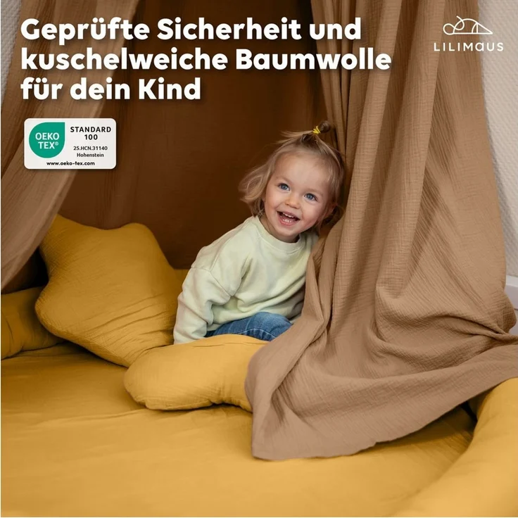 lilimaus Dekokissen Dekokissen Kinderzimmer - Kuschelkissen Herz & Stern in 12 Farben, Dekokissen Musselin Baumwolle für Kinderzimmer – Bild 3