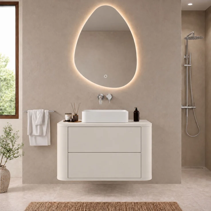 Badplaats Waschtischunterschrank Como 80 cm – Beige – Hängend mit 2 Schubladen – Bild 5