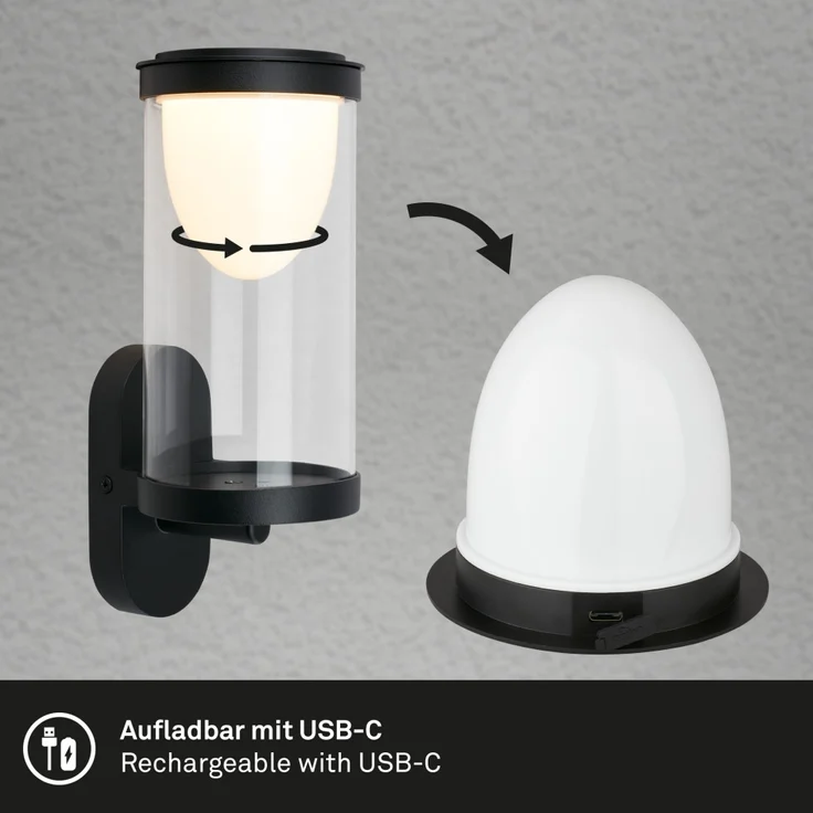 Briloner LED Außenwandleuchte Touch Akku 4W schwarz dimmbar warmweiß – Bild 3