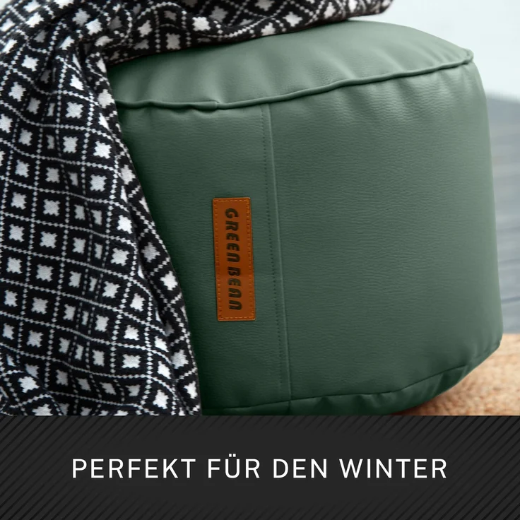 Green Bean® Sitzhocker aus Kunstleder - Pouf mit EPS Perlen Füllung - 43 x 30 cm - perfekte Ergänzung zum Sitzsack - Taubenblau – Bild 6