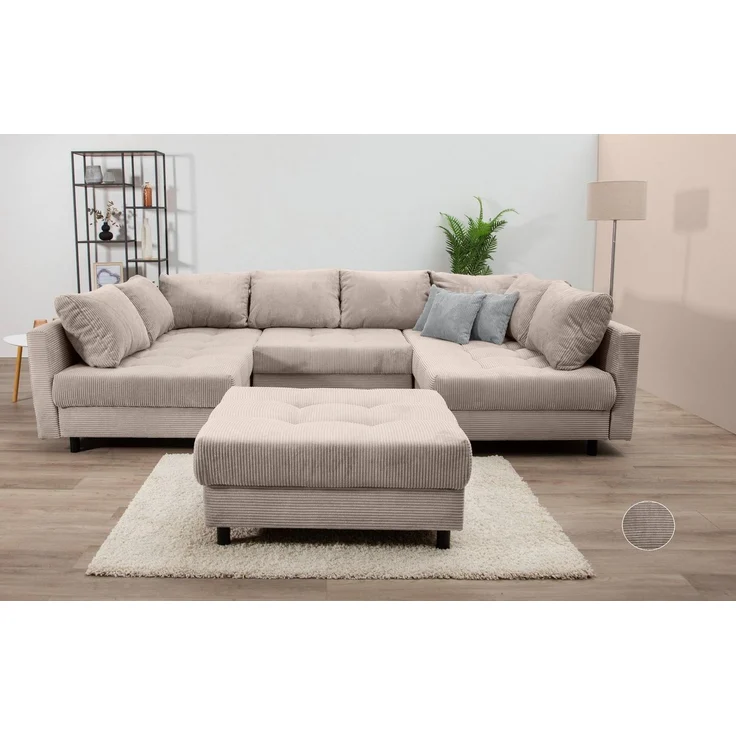 COLLECTION AB Wohnlandschaft Toni U-Form, B: 298 cm, mit Hocker & 3 Zierkissen, Federkern – Bild 5