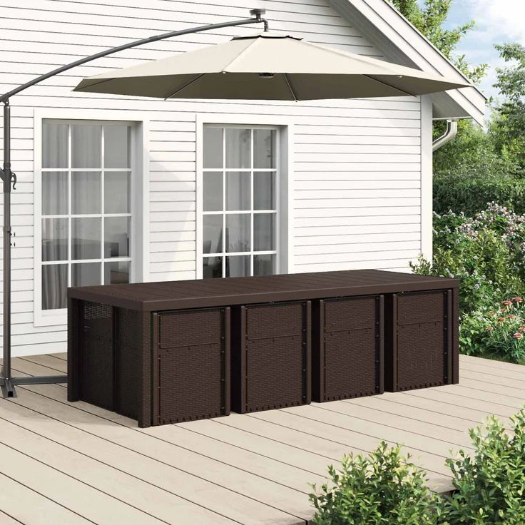 vidaXL Garten Essgruppe 9 stk. 8-Sitzer Braun und Creme PP 3430091 – Bild 4