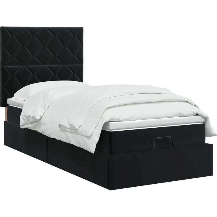 vidaXL Ottoman Bett mit Matratze mit Kopfteil Schwarz 80 x 200 cm Samt 3457757 – Bild 3