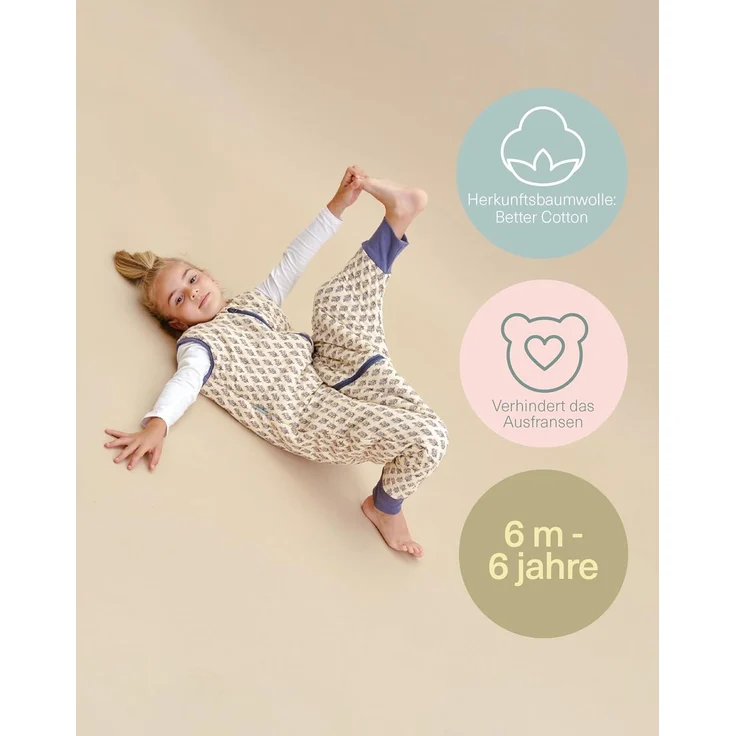 molis&co - Baby Schlafsack mit Füßen 2.5 TOG - Ganzjahres Schlafsack - Babyschlafsack mit Beinen - 100% Baumwolle (Oeko-TEX 100), Winterschlafsack Premium Qualität - White Lily (60 cm) – Bild 5