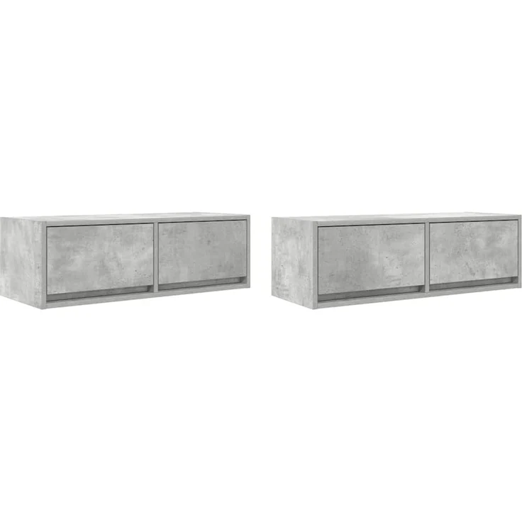 2 pcs TV-Schrank, Lowboard Betongrau 80x31x25,5 cm Holzwerkstoff – Bild 2