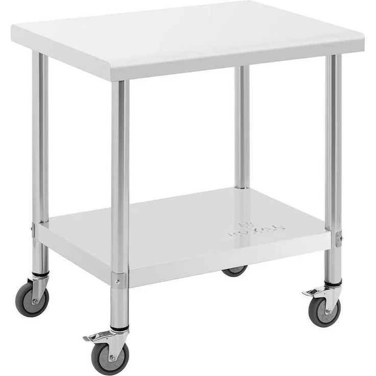 Royal Catering Arbeitstisch 60 x 60 cm Rollbarer Edelstahltisch Gastrotisch Edelstahl 120 kg, verschiedene Größen