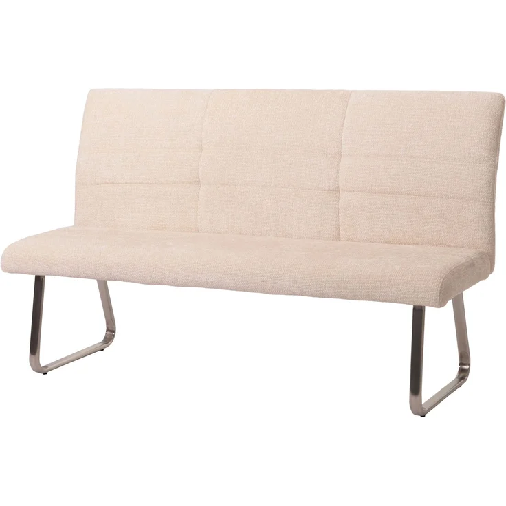 Sitzbank HWC-G55, Esszimmerbank Bank, Edelstahl gebürstet Stoff/Textil Chenille Öko-Tex, 180cm ~ creme – Bild 10
