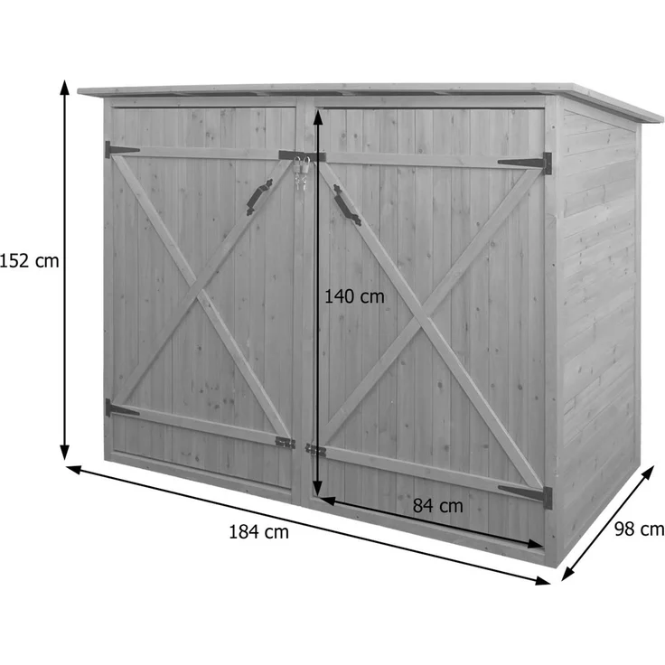 1er-Fahrradgarage HWC-H60, Fahrradbox Geräteschuppen Gerätehaus, FSC® abschließbar 152x184x98cm ~ anthrazit – Bild 2