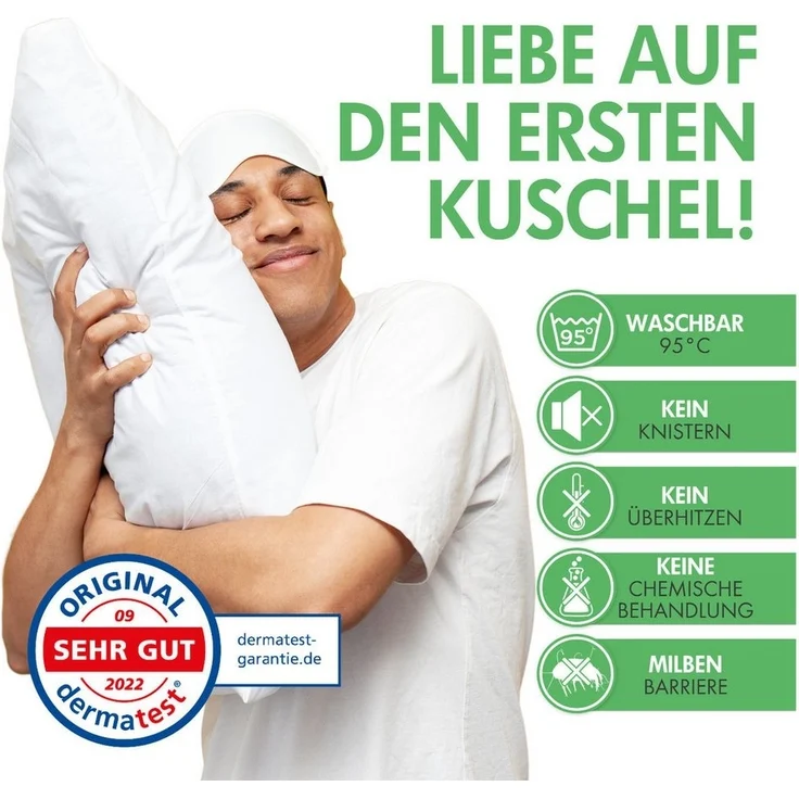 Welldora Kissenbezug für Allergiker, Milbenbezug Kissen, fachärztlich getestet, (1 Stück), Encasing gegen Milben & Bettwanzen ǀ Allergiker Bettwäsche – Bild 3