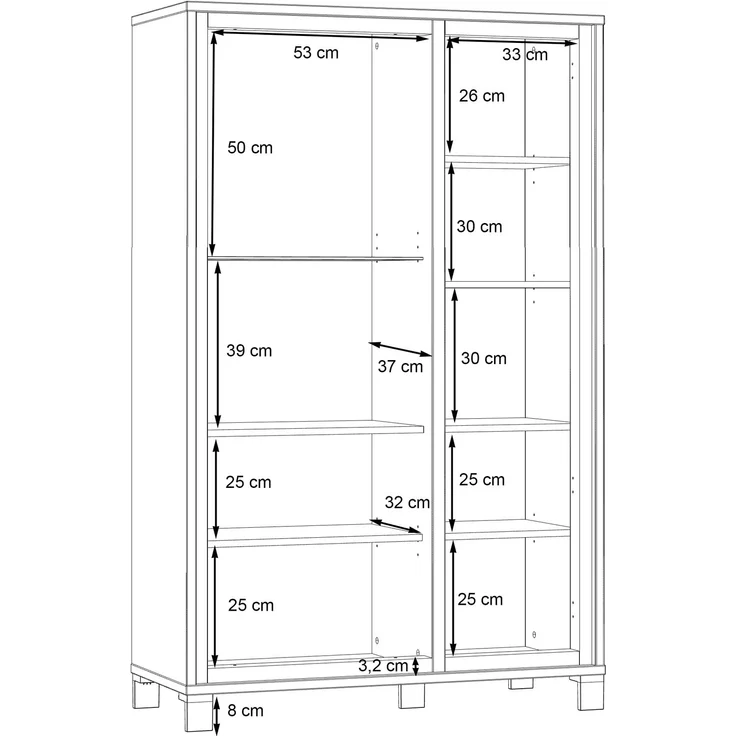 FORTE 'Trondheim' Highboardvitrine, Holzwerkstoff, Schwarz/Braun, 101,4 x 161 x 41,5 cm – Bild 12