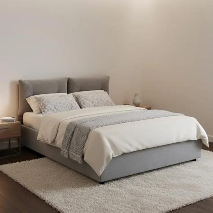 Talamo Italia - Angelica Queen-Size-Bett, Bettkasten mit Stoffbezug, 100 % Made in Italy, Öffnung vorne, inklusive Matratze 120 x 190 cm, Grau