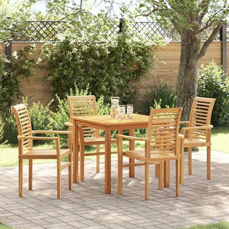 vidaXL Esszimmerstuhl 4 pcs Braun 62 x 55 x 94 cm Massivholz Teak 42007596 – Bild 3