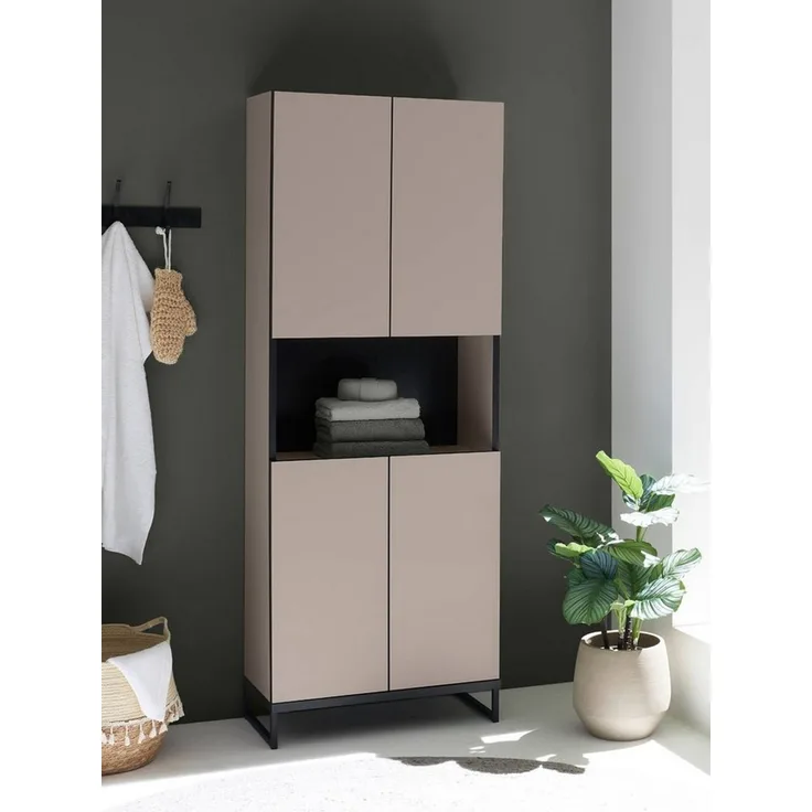 moebel-dich-auf Hochschrank VENEZIA (breiter Badezimmer Wandschrank in kaschmir 60 cm breit)