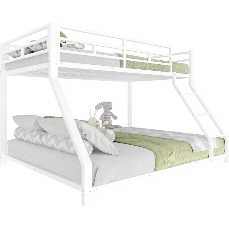 Etagenbett, 90*200 cm 140*200 cm, Geländer, Stufe, en747 zertifiziert, ohne Matratze, Metall, Weiß – Bild 7