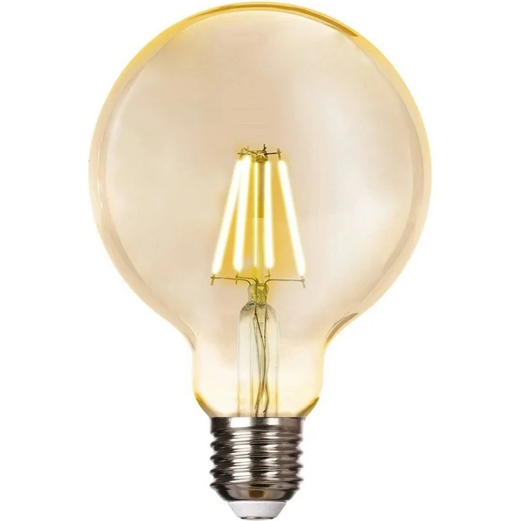 TRANGO LED-Leuchtmittel, E27003 LED E27 2500 Kelvin warmweiß Gold farbig - 4 Watt - 400 Lumen, Filament G95 Lampe, Amber Vintage Glühbirne, LED Edison Retro Leuchtmittel G95 Abstrahlwinkel 360°, 1 St. – Bild 2