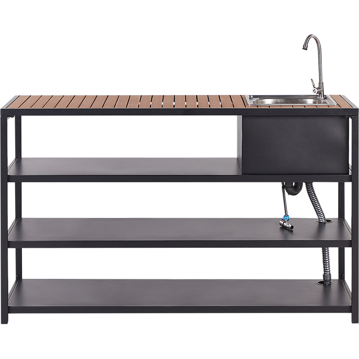 Outdoor-Kücheninsel mit Spüle AVETRANA Metall Schwarz – Bild 4